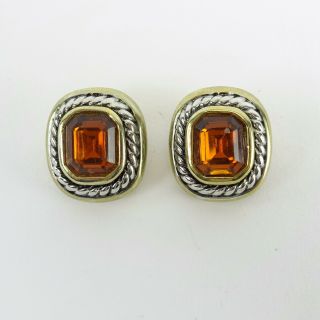 Miranda Lambert Unlabeled Silver And Gold - Colored Orange Stone Clip On Earrings