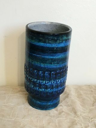 Mid Century Bitossi Rimini Blue Vase Aldo Londi Raymor Italian Pottery