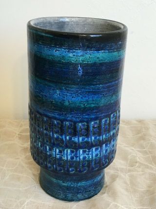 Mid Century Bitossi Rimini Blue Vase Aldo Londi Raymor Italian Pottery 2