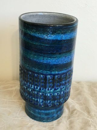 Mid Century Bitossi Rimini Blue Vase Aldo Londi Raymor Italian Pottery 3