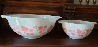 Pyrex “pink” Gooseberry Set Of 2 Cinderella Mixing Bowls