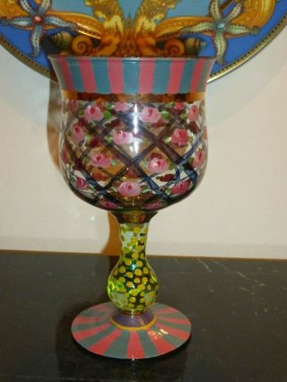 Mackenzie Childs Victoria And Richard Circus Rose Large Wine Or Water Goblet