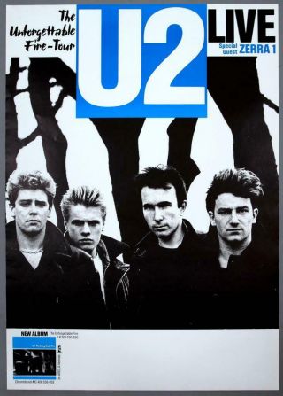 U2 Bono - Rare Vintage 1985 The Unforgettable Fire Concert Poster