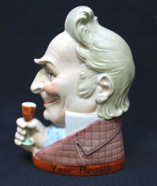Antique Schafer Vater Germany Your Health Nipper Flask Figural Man Drinking
