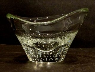 Carl Erickson Vintage Signed Mid - Century Modern Art Glass Controlled Bubble Bowl