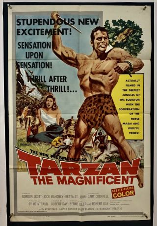 Tarzan Magnificent Movie Poster (fine -) One Sheet 1960 Folded Gordon Scott 4335