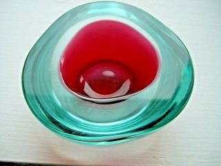 Stunning Colour Vintage Murano Sommerso Cased Glass Geode Bowl Seguso