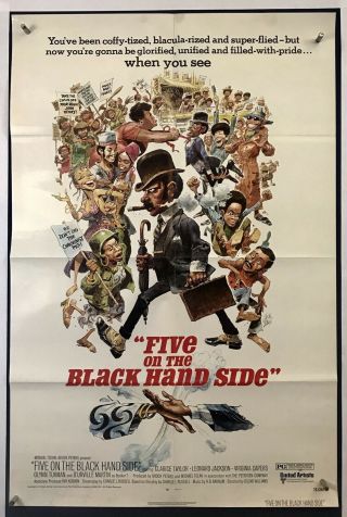 5 On Black Hand Side Movie Poster (fine) One Sheet 1973 Blaxploitation 3734