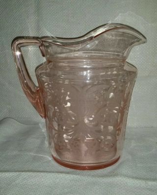 Vintage Cambridge Glass Pink 710 Floral Urn Lemonade Pitcher 9 " -