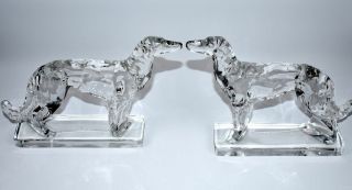 Art Deco Bookends Russian Wolfhounds Borzoi Viking Glass Sculpted 1940 