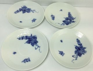 Royal Copenhagen Denmark Blue Flowers Curved 1870 - (4) Cup & Saucer Set 5