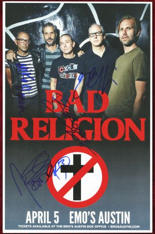 Bad Religion Autographed Concert Poster 2015 Greg Graffin,  Jay Bentley