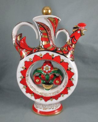 Imperial Lomonosov Porcelain Russia Rooster Decanter Vorobievskiy Design