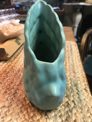 Vintage Van Briggle Pottery Ming Blue Turquoise Swan Planter Vase 2