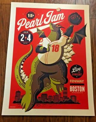 Pearl Jam 2018 Boston Fenway Park 9/2 9/4/18 Tour Poster Tom Whalen