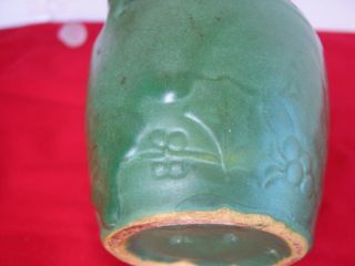 Matte Green Jug Vase marked Weller Block Style 4.  5 inches tall Art Pottery 4