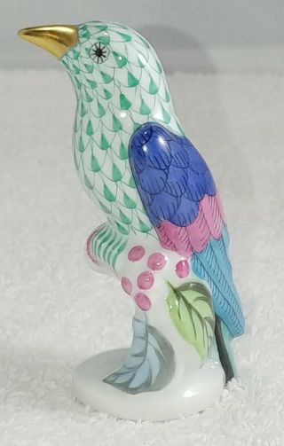 Herend Hand Painted Porcelain Green Fishnet woodpecker Figurine 5094 2