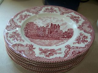 6 Johnson Bros England Old Britain Castles Pink 10 " Blarney Castle Dinner Plate