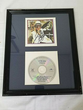 Rare Framed Elton John Autographed - " Greatest Hits " Cd
