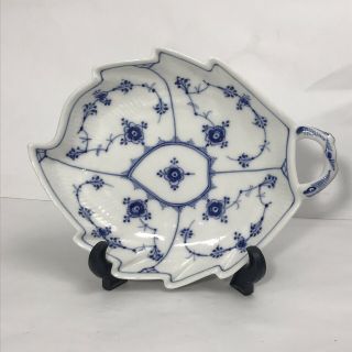 Royal Copenhagen Blue Fluted Plain 144 Porcelain Leaf Shaped Dish - 1st Quality
