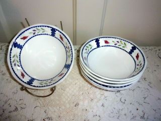 6 Adams China Co Lancaster Hand Painted English Ironstone 6.  25 Inch Cereal Bowls