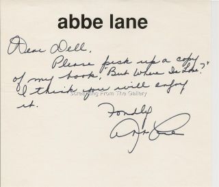 Abbe Lane Autographed Letter Hand Signed Entire Hand