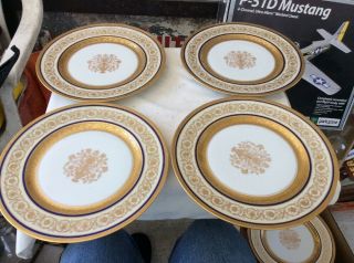 Heinrich & Co.  H & C Selb Bavaria Gold Encrusted Dinner Plates Set Of 4 Rare