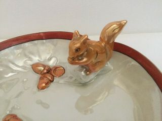 Vintage Rare Noritake Squirrel Nut Dish Luster Handpainted White W/orange Acorns 2