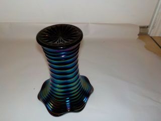 Vintage Imperial Glass Purple RIPPLE Vase 7” H Outstanding Iridescence 6