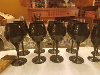 Black Amethyst Elegant Wine Glasses - Gorgeous Old - 8 Inall