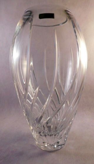 Waterford Marquis 11 " Crystal Vase Wyndmere Swirl Signed Acid Etch Lovely