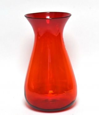 Retro Blenko Mcm Art Glass Large Ruby Red Vase Item 7029 Ex.