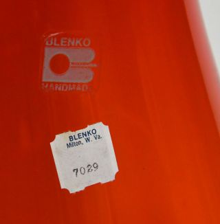 RETRO BLENKO MCM ART GLASS LARGE RUBY RED VASE ITEM 7029 EX. 3