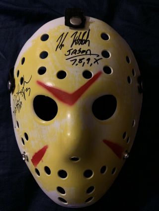 Kane Hodder & Lar Park Lincoln Signed Jason Mask Friday The 13th Exact Proof Jsa
