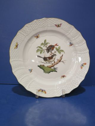 Herend Rothschild Bird Dinner (service) Plate (charger) 10 7/8 " Motif 4 Style 1527