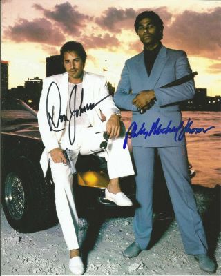 Miami Vice Don Johnson Phillip Michael Thomas Signed 8x10 Crockett & Tubbs Cool