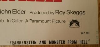 FRANKENSTEIN AND THE MONSTER FROM HELL 1974 1 sheet 27x41 Peter Cushing 5
