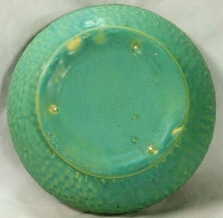 1920 ' s Weller Pottery Breton Pattern Blue Green w/ Yellow Highlight Console Bowl 4