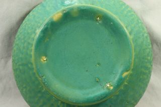 1920 ' s Weller Pottery Breton Pattern Blue Green w/ Yellow Highlight Console Bowl 5
