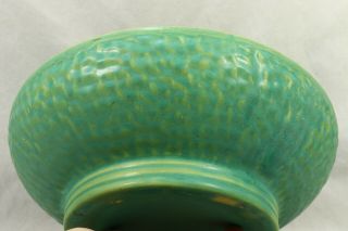 1920 ' s Weller Pottery Breton Pattern Blue Green w/ Yellow Highlight Console Bowl 6