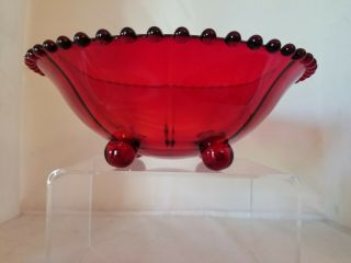 Vintage Imperial Candlewick RED Footed Bowl - 400/74B - Line 3400 - RARE - Exce 3