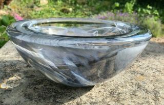 Large Heavy 3.  7kg 8.  5 " Ins Kosta Boda Grey Swirl Art Glass Bowl By Anna Ehrner