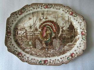 Vintage Johnson Brothers His Majesty Turkey Meat Serving Tray 20 " Pristine Nos