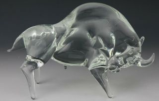 Signed Licio Zanetti Murano Italian Art Glass Modernist Bull Sculpture NR LMA 2