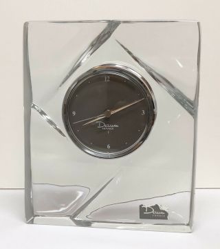 Daum Crystal France Sculpture Mantel Clock Signed