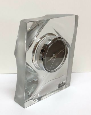 DAUM Crystal France Sculpture Mantel Clock Signed 2