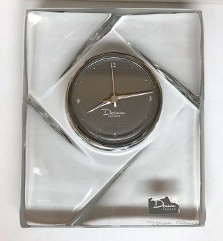 DAUM Crystal France Sculpture Mantel Clock Signed 4