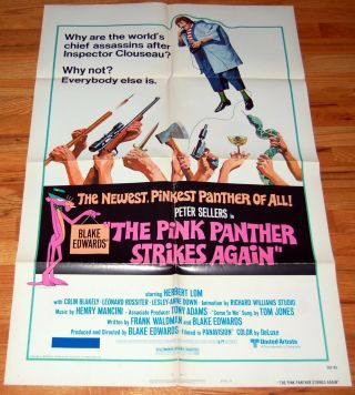 The Pink Panther Strikes Again 1976 Style B One Sheet Movie Poster Peter Sellers
