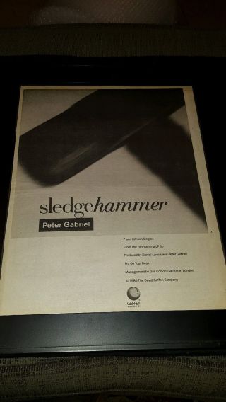Peter Gabriel Sledgehammer Rare Promo Poster Ad Framed
