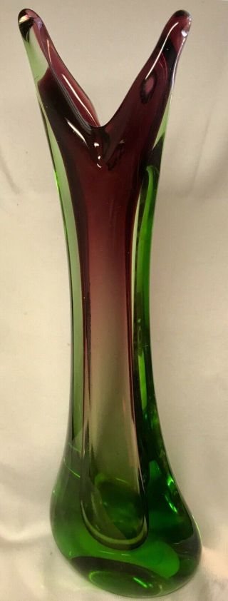 Fratelli Toso Murano Sommerso Art Glass Freeform Mid - Century Modern Vase
